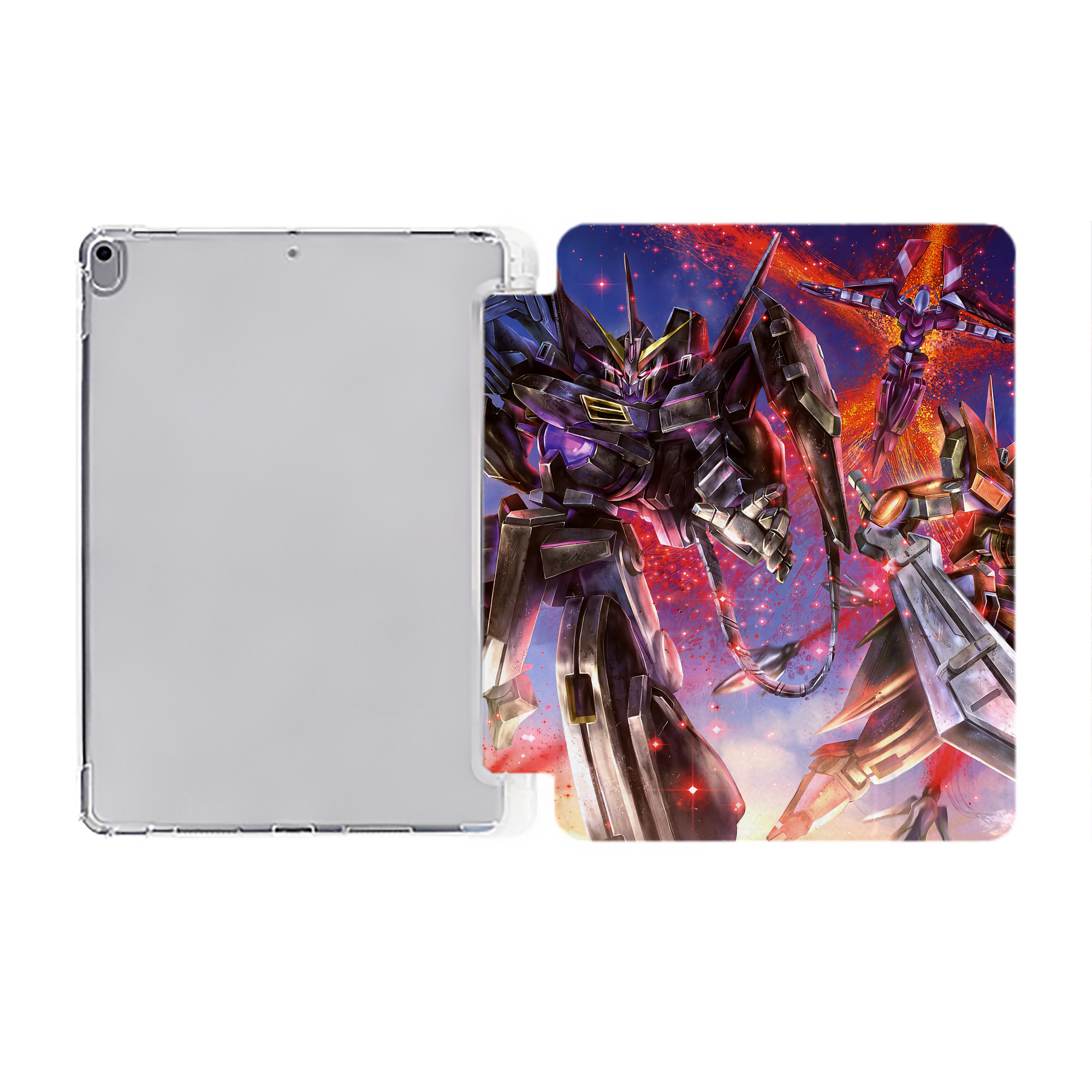 （画像用） 機動戦士ガンダム Mobile Suit Gundam IPad ケース ペン収納付き 三つ折りスタンド PUレザー×シリコン 対応機種9.5/10.5/10.9インチ